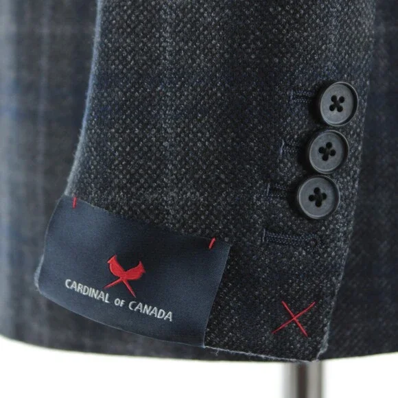 Cardinal of Canada NWT Wool Sport Coat Size 42R US In Gray & Blue Birdseye Plaid